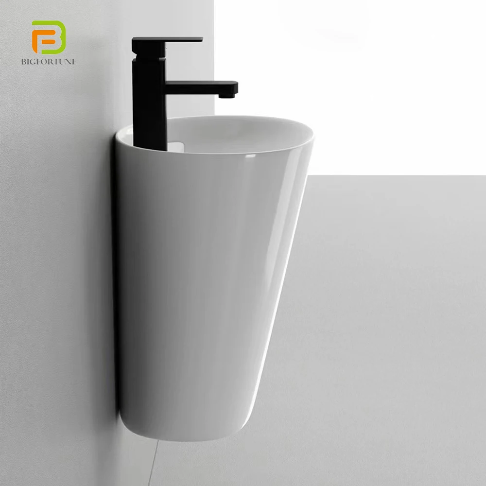 Modern Style Sanitary Ware Luxury Ceramic Wall Hung Wash Basin Porcelain Bathroom Hanging Sink