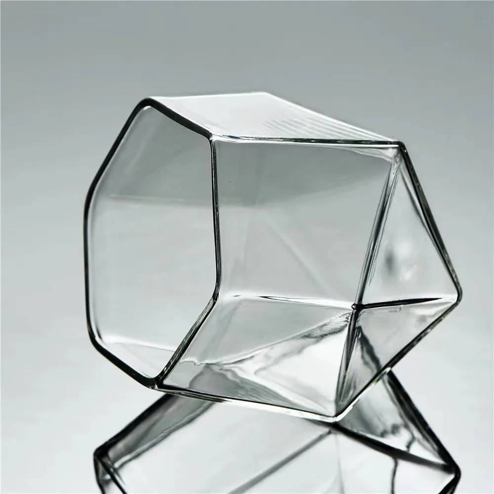 Creative 300ml geometric triangle flip cup stemless whiskey wine glass cup