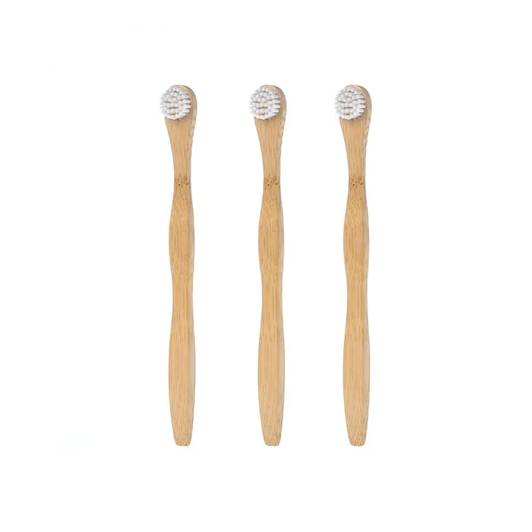 Wholesale round head custom wood handle biodegradable bamboo toothbrush