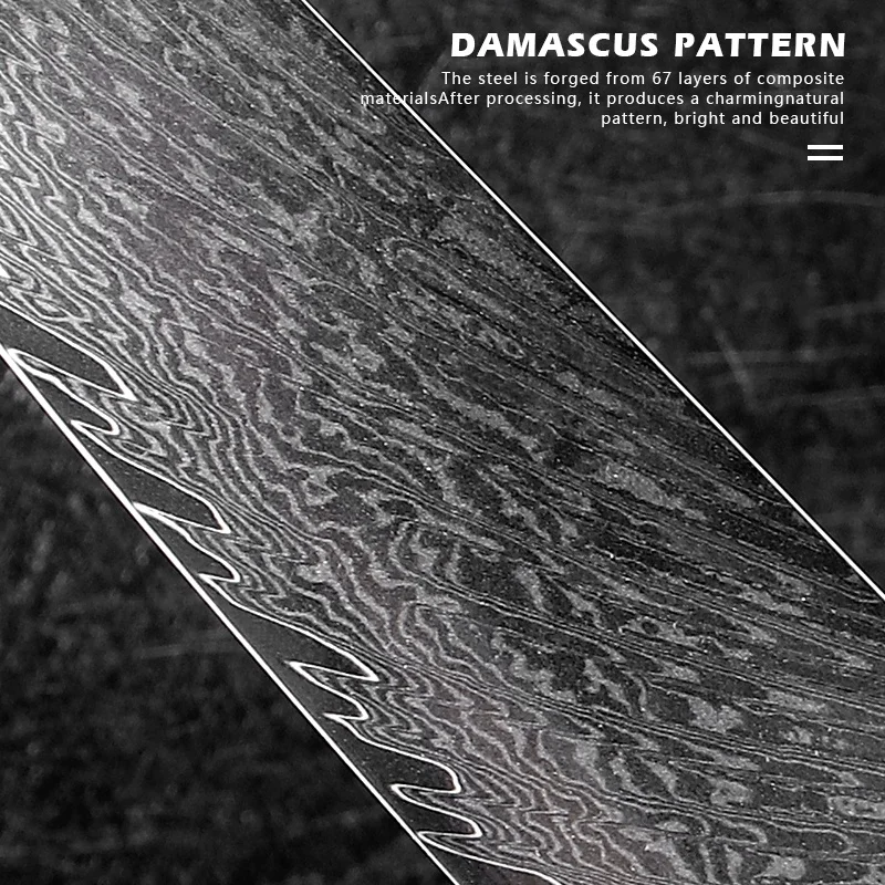 custom tactical Damascus stainless steel utility set  kitchen knife