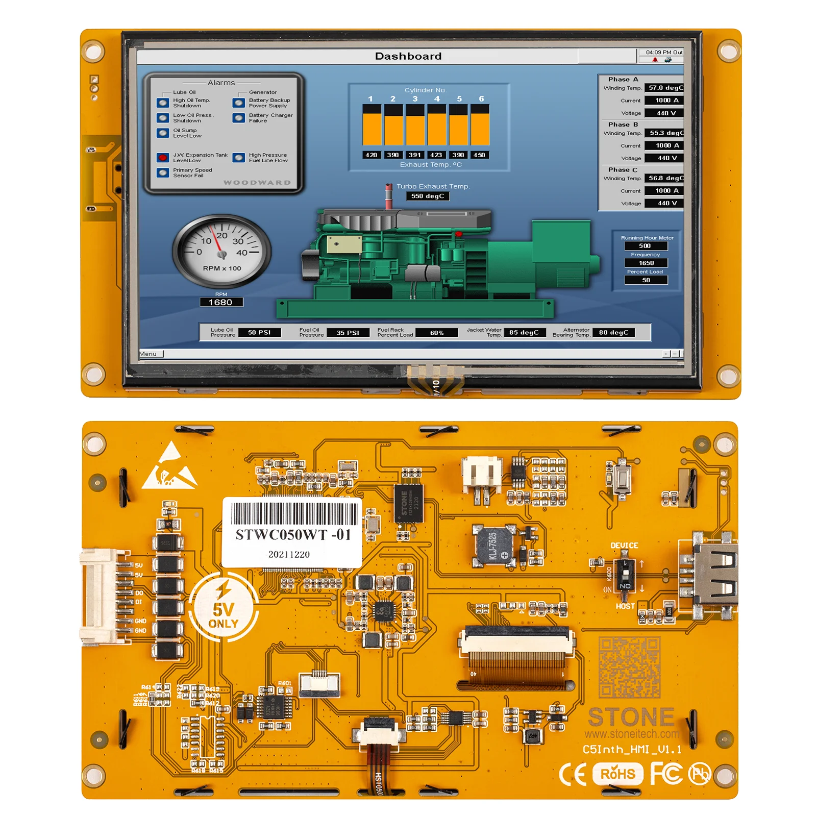 STONE 5 Inch TFT 800x600 Graphic LCD Module LCD Display Serial Interface