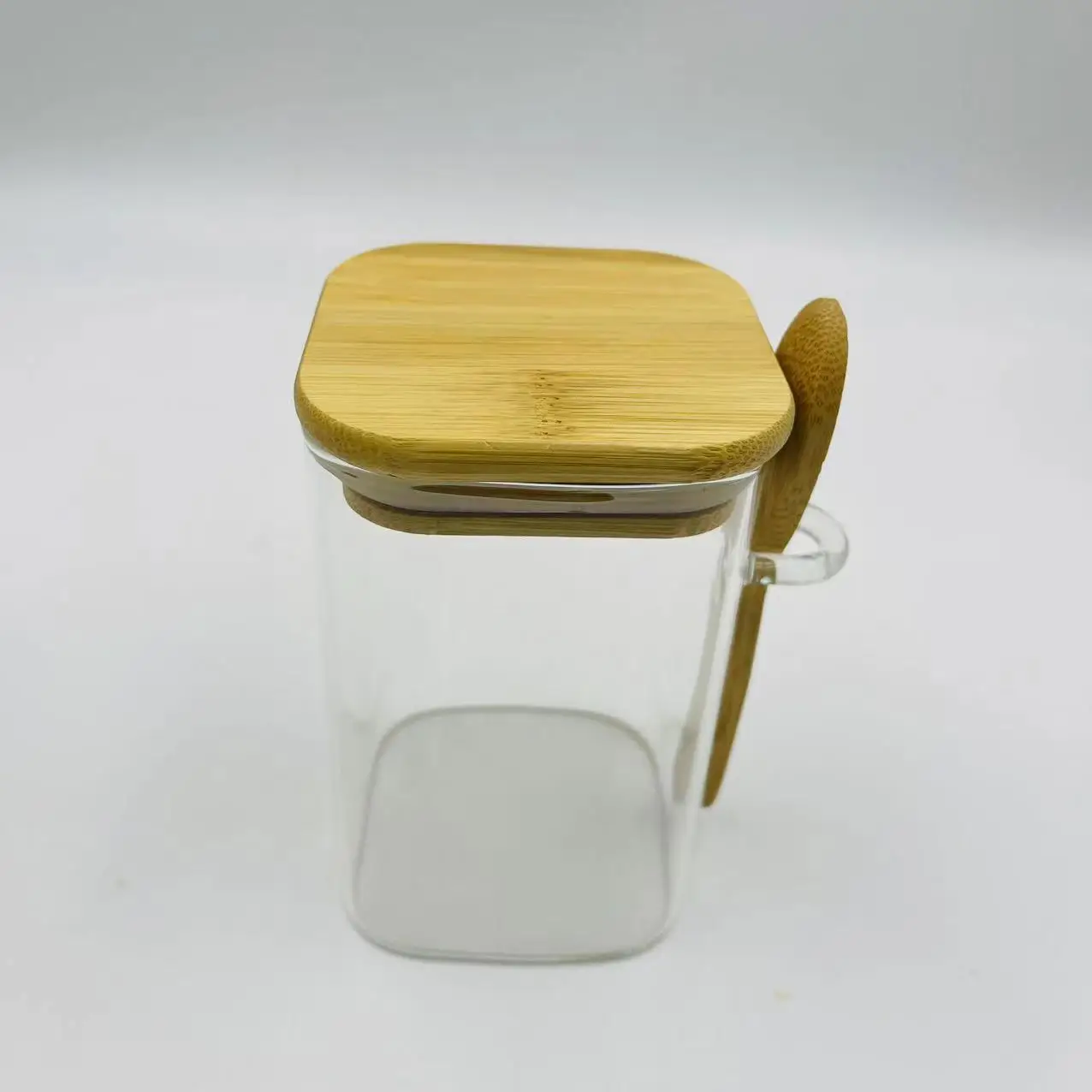 Glass Rotating Storage Jar Square Airtight Jar Glass Storage Jar With Square Lids