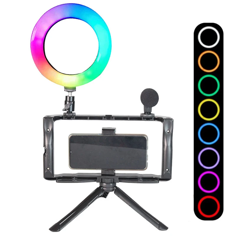  Набор для фотосъемки светодиодная подсветка RGB кольцевой светильник селфи микрофон с микрофоном YouTube Tik