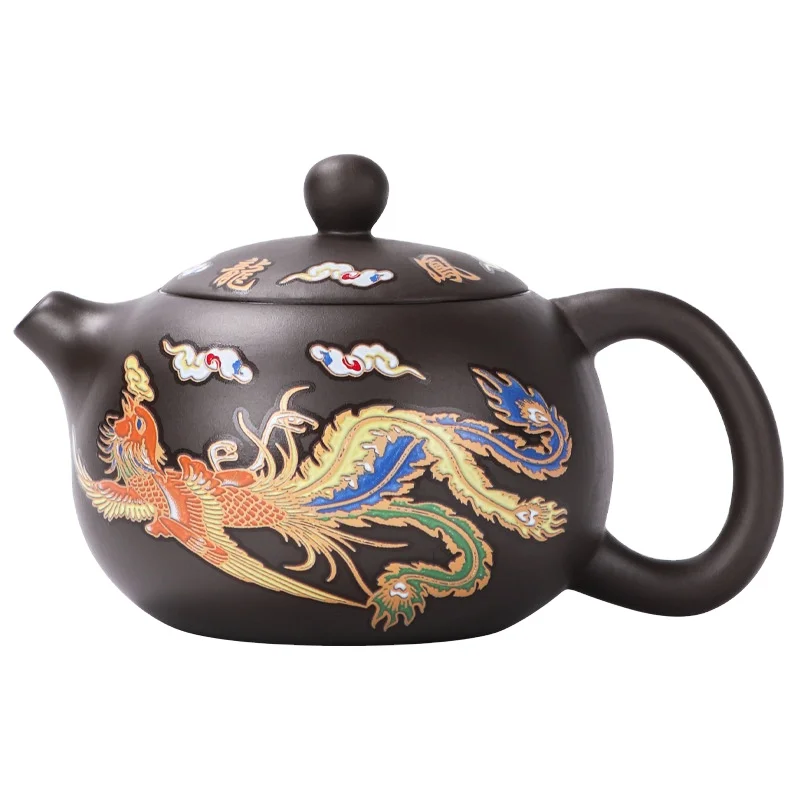 Business Gift dragon phoenix Purple Clay Pot Kungfu Tea Set Changes Color Hot Water Teapot and Cup Set