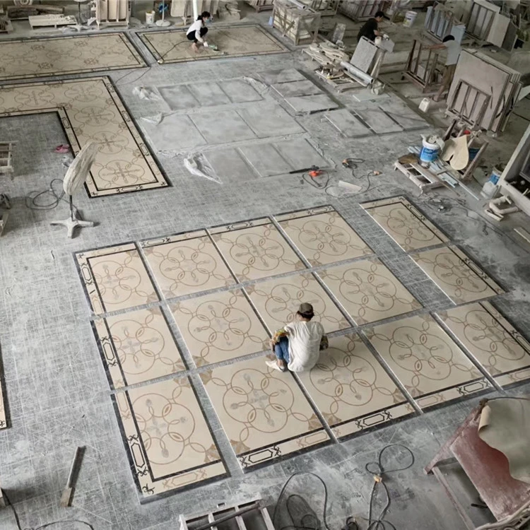 Water jet foyer mosaic rectangle floor waterjet marble medallion sale