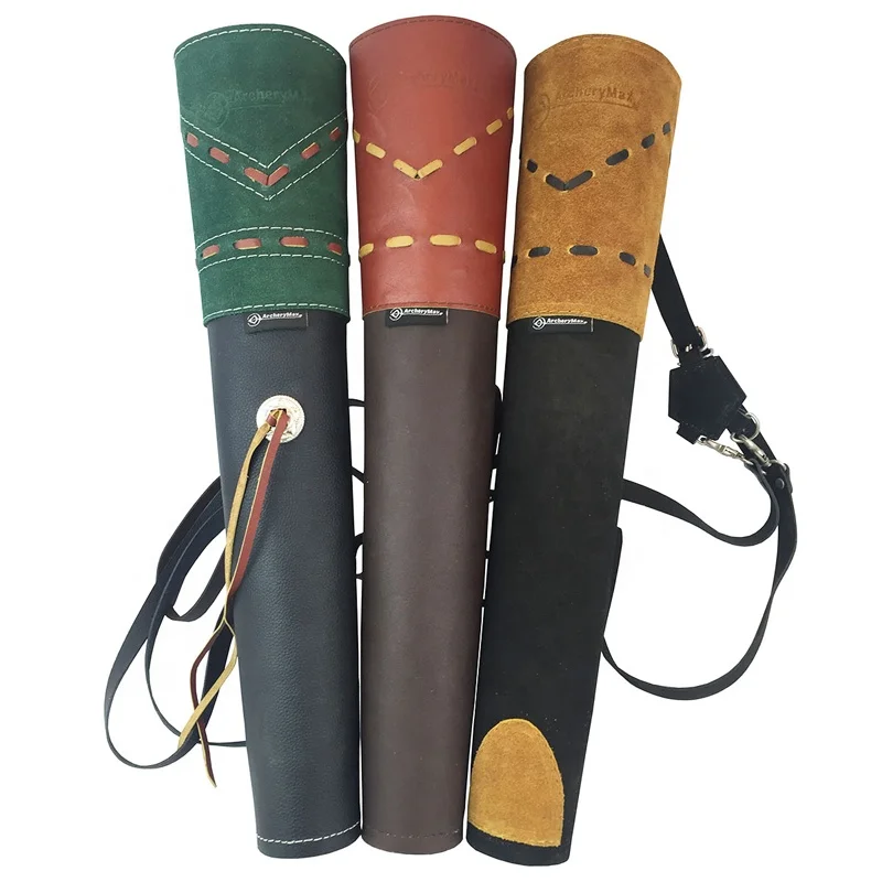 Traditional Archery Arrow Quiver Leather Shoulder Back Quiver for Outdoor Sport