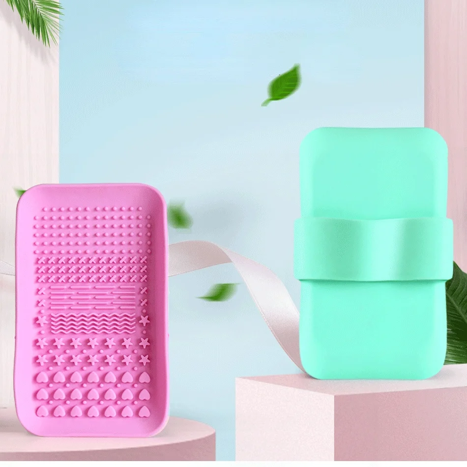 Square hand grip pad for washing brush silicone makeup scrub board beauty