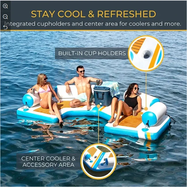 inflatable floating pontoon C-dock  shelter platform for leisure and recreation