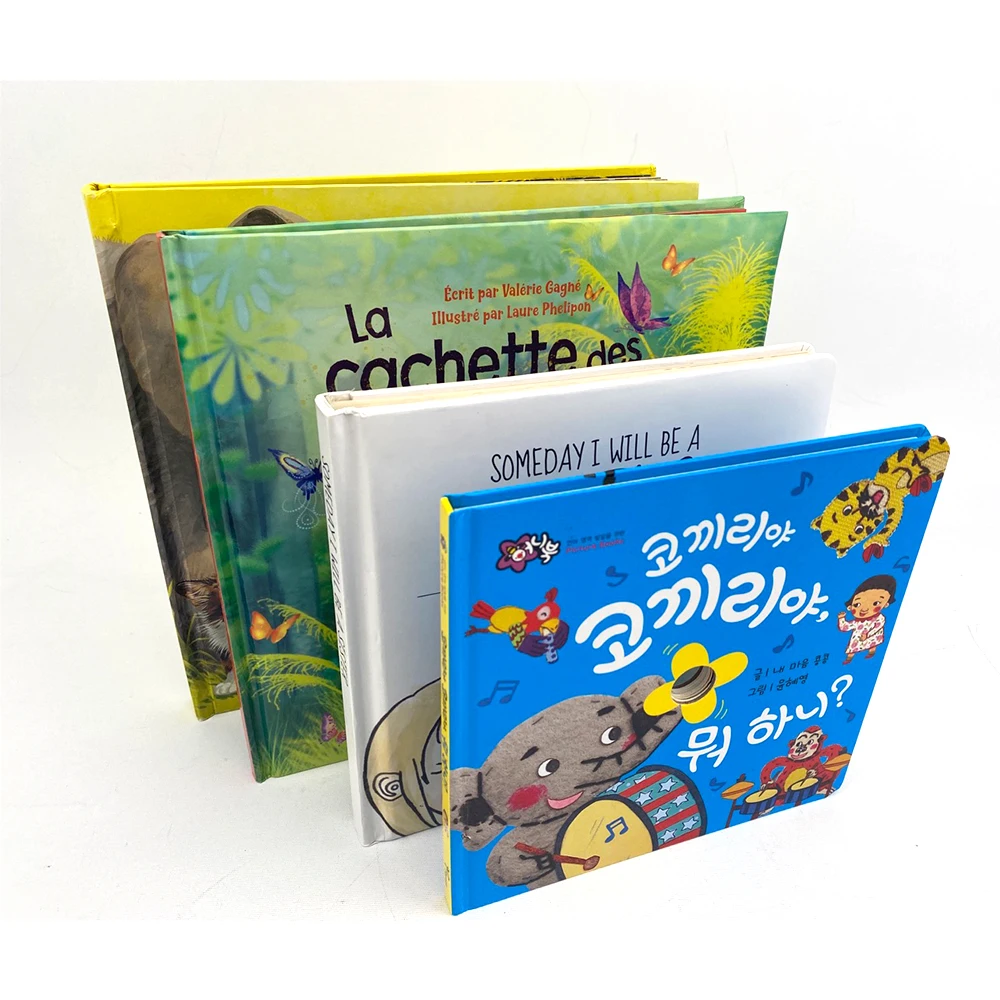 Оптовая продажа детская доска Обучающая книга в твердом переплете английский либрос картонная история цветные детские книги печать для