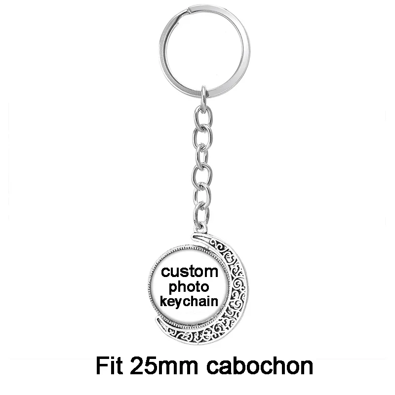 Personalized Photo Custom pictures glass cabochon keychain Bag Car key Rings Holder Charms silver plated key chains Men Women