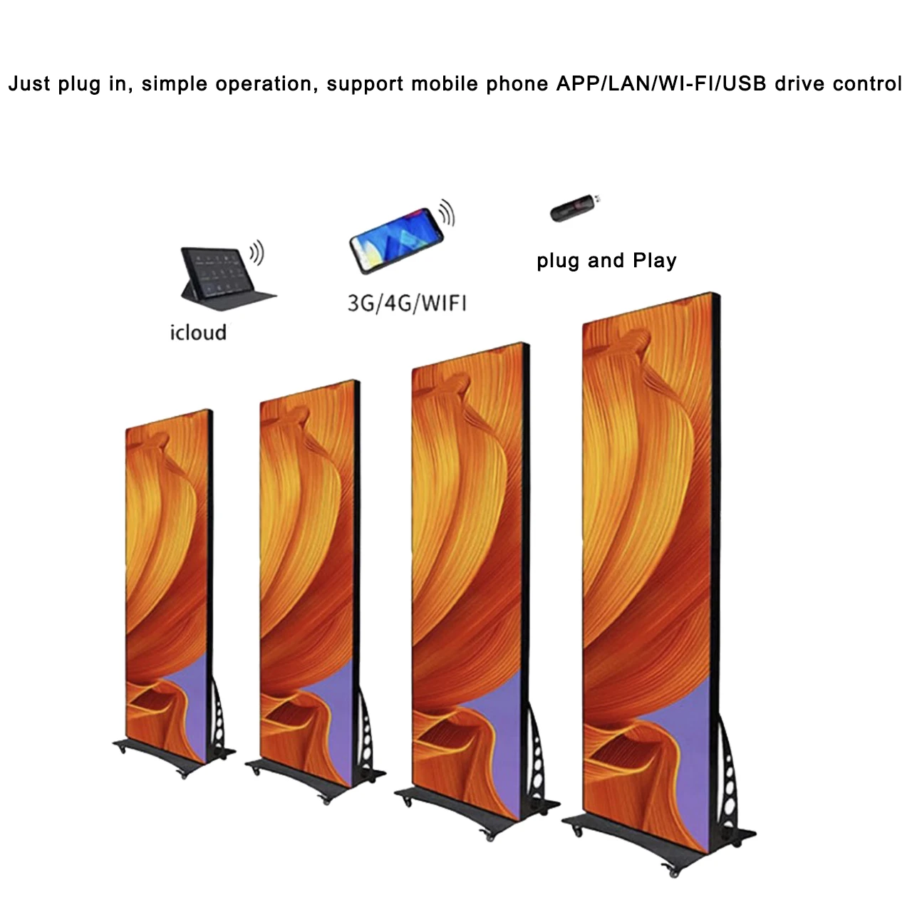 Popular Indoor full color led Poster Standing Screen P1.8  P2 p2.5 LED Mirror screen 4G wifi led Advertising Screen