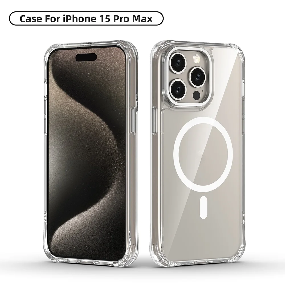 Tpu pc wireless charging clear phone case for iPhone 14 back cover shockproof magnetic phone case for iPhone 12 13 14 pro