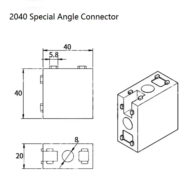 Accessories general aluminium profiles connector for fixtures 1530 Angle square connector 2040 Special angle connector