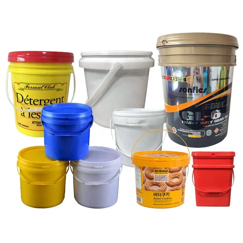 Customized 5 Gallon Plastic Buckets Pail Logo Paint Pail Round Plastic buckets with Metal Handles