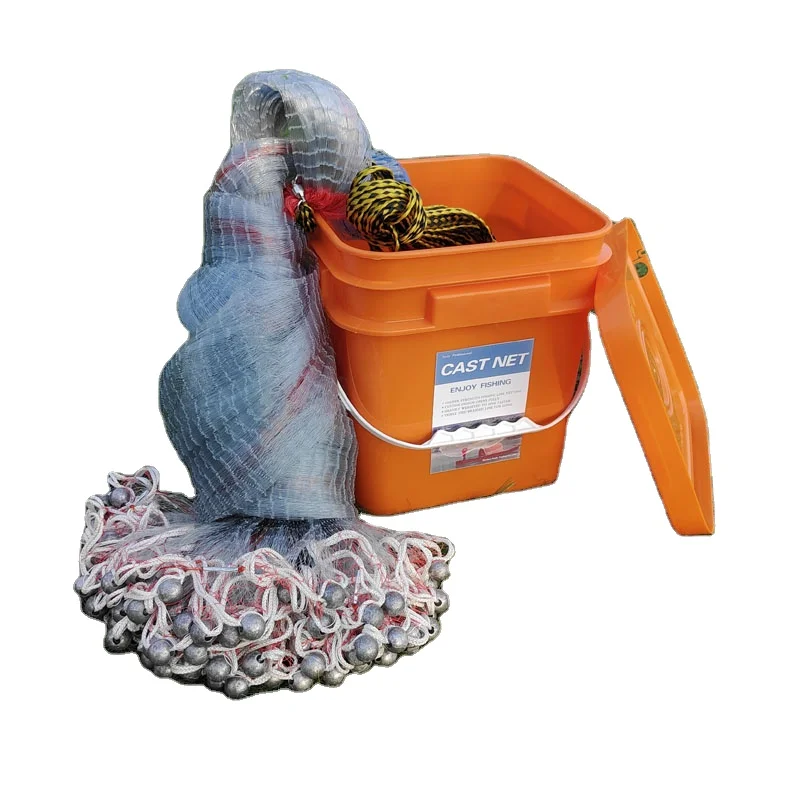 Professional Japanese Nylon Fishing Net High Quality Cast Net with Double Knot Olive Sink Lead Large Bottom Pocket Net