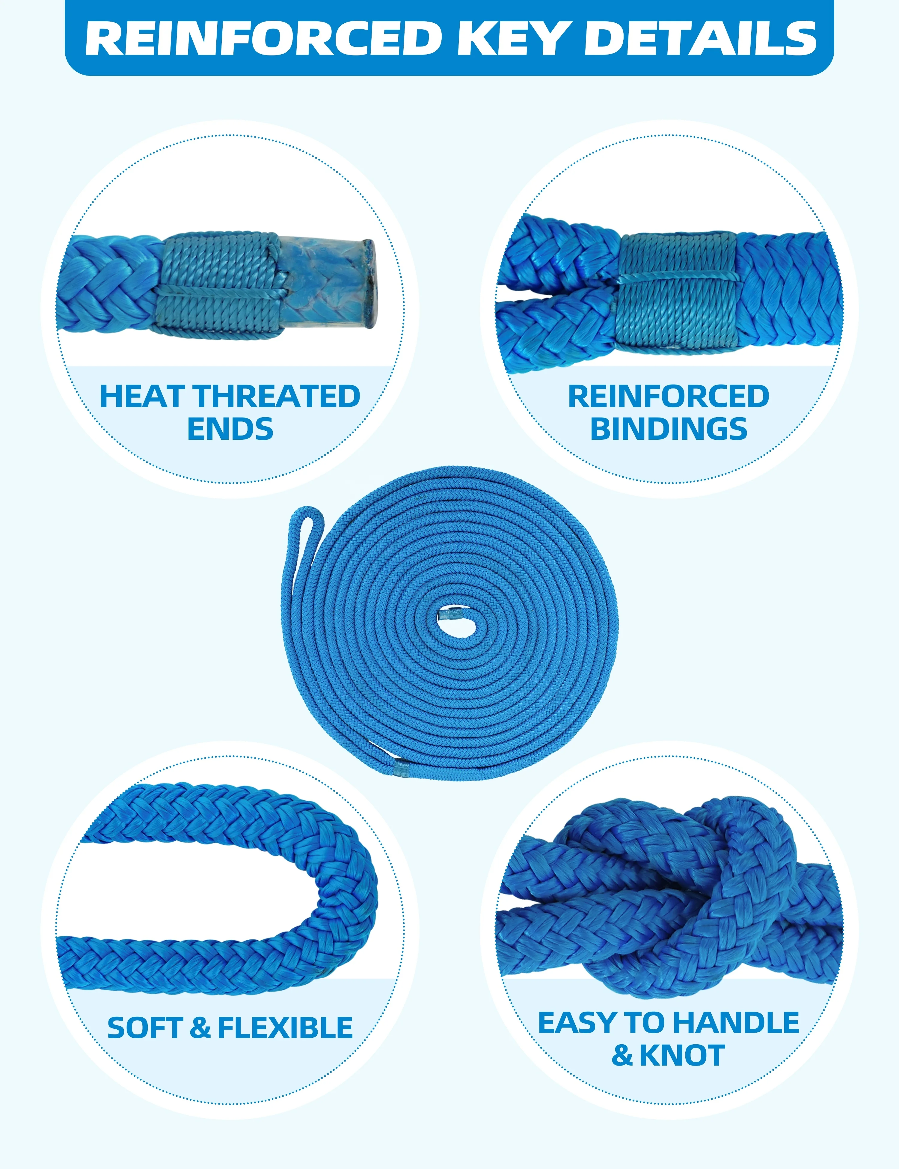 Marine Docking Lines Boat Mooring Line Double Braided Nylon Dock Lines