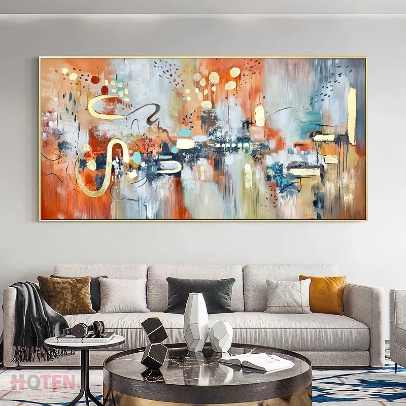 Large Wall Painting On Canvas Handmade Oil Abstract Art Decorative Pictures For Living Room Wall