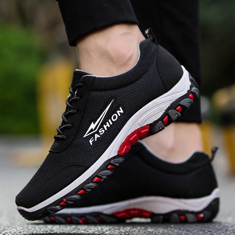 New Style Best Breathable School Sports Shoes Men Athletic Hiking Running Casual Sports Shoe Full Black