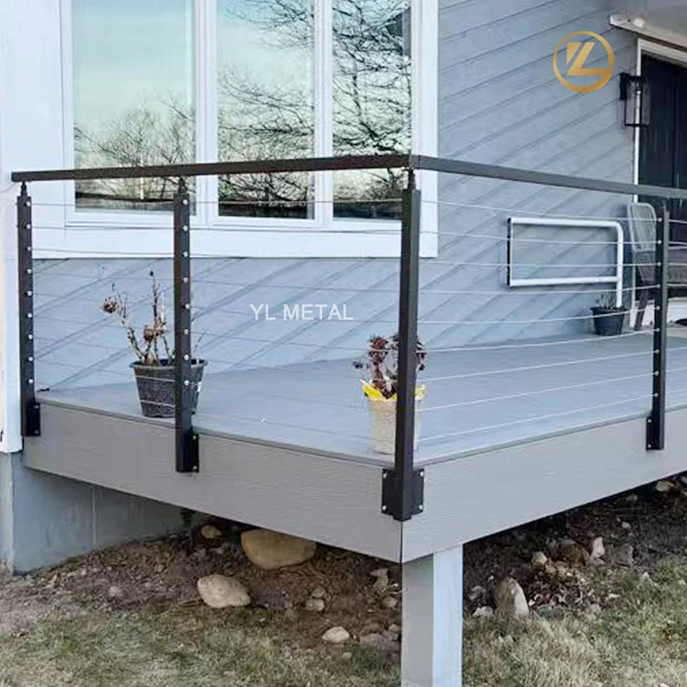YL low maintenance black metal cable railing side mounted for Hotel decoration