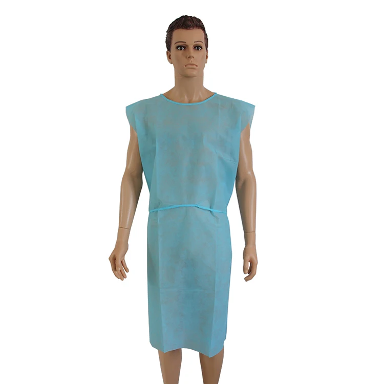 Non Woven Pp Sms Disposable Hospital Clothing Open Shoulder Patient Gown Surgical