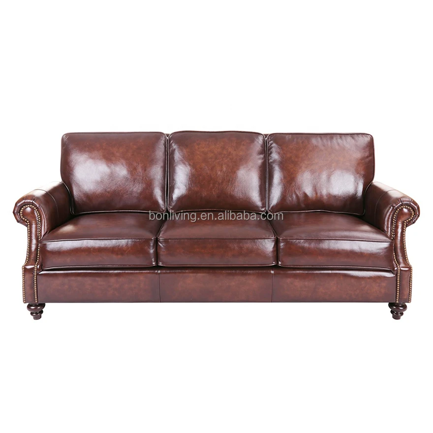 Traditional genuine leather sofa model