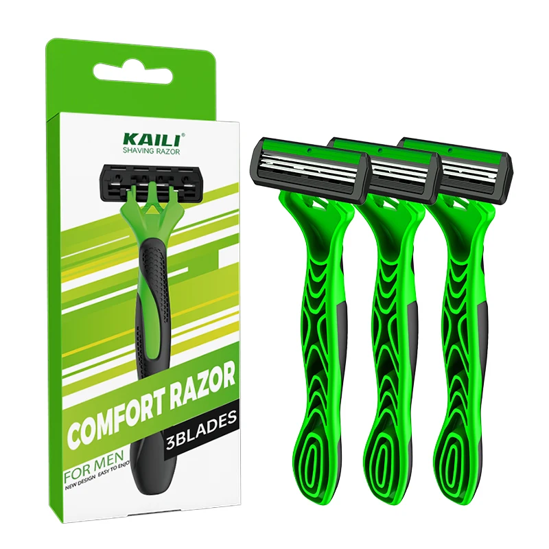 men shaving razor 3 blades disposable shaver use it as a pubic hair remover also can be as a body hair remover