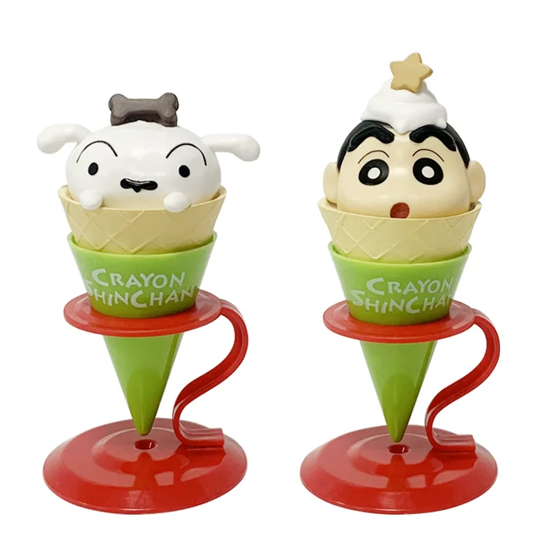 2024 New Crayon Shin-chan Internet Celebrity Ice Cream Series Small White Ice Cream Anime Handmade Doll Desktop Ornament