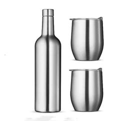 Amazon Hot Sell 600ml  Stainless Steel Insulated Wine Growler Two 12OZ Eggshell Wine Glass Tumbler Gift Set