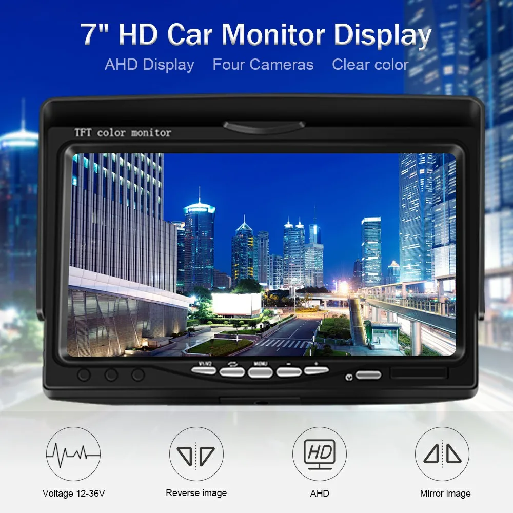 7 inch HD vehicle monitoring quad-view truck monitor bus camera system passenger cars reversing image display screen