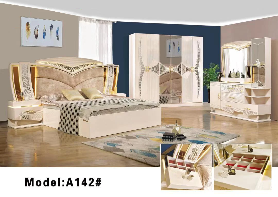 Винтажный дизайн, горячая Распродажа, набор мебели для спальни, синяя двуспальная кровать для спальни