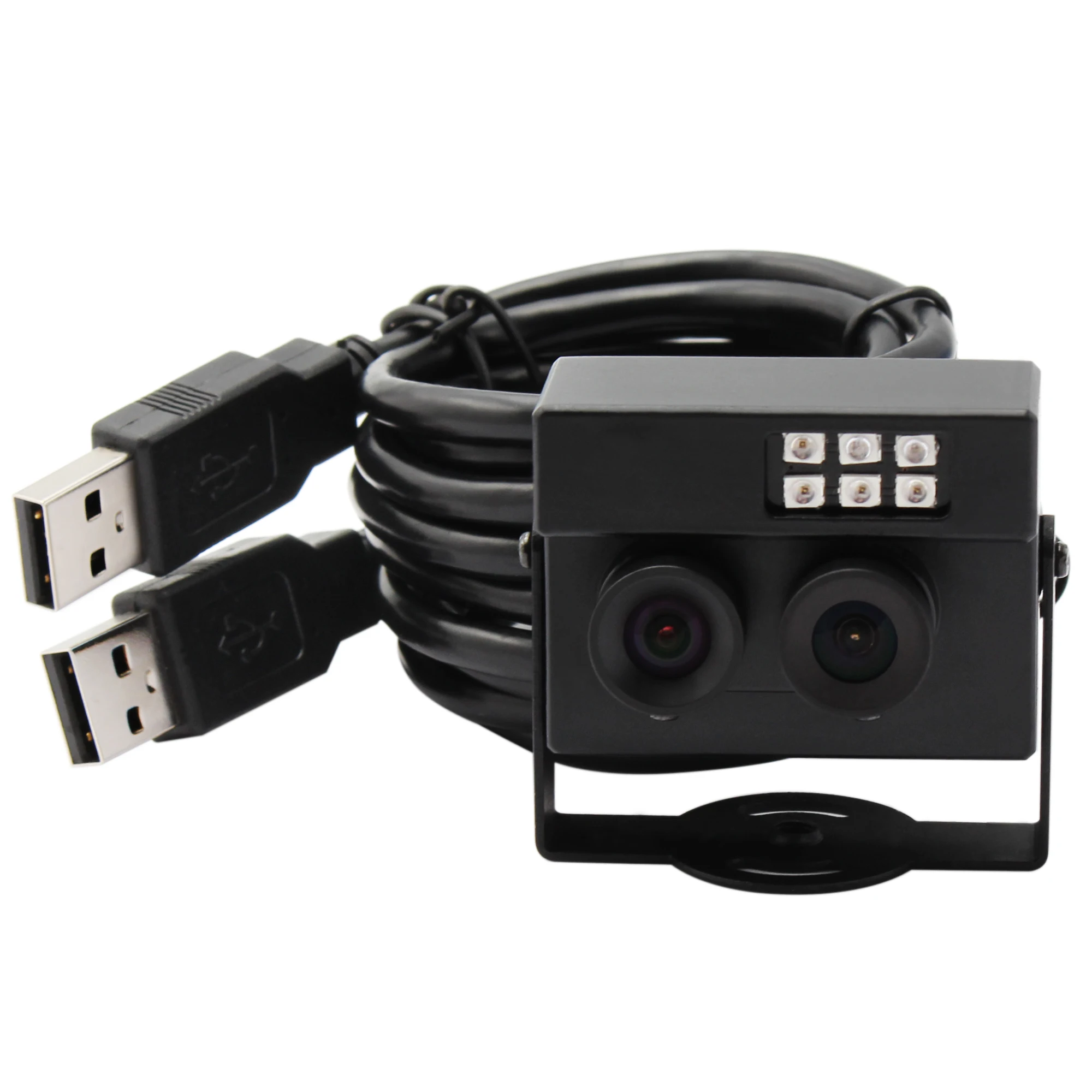 ELP IR Day Night Vision 2MP 1080P Stereo Webcam UVC Dual Lens 3D VR USB Camera with Case for Biometric Retina Analysis