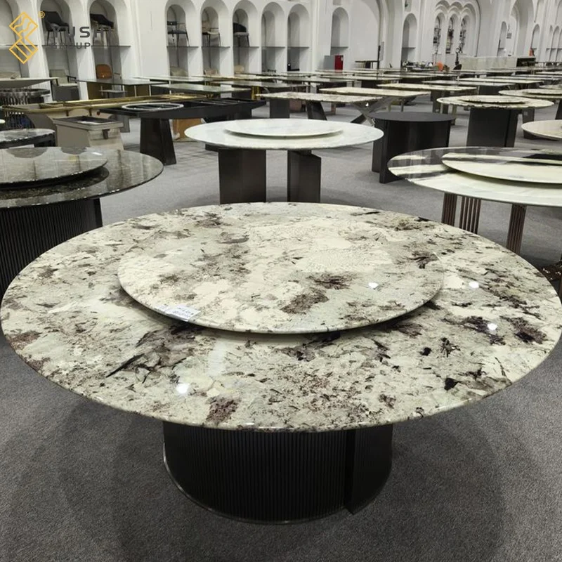 Yushi Group Hot Sale Rounded Large living roon table Rectangular Marble Splendor White Dinner Table Set for 10 People