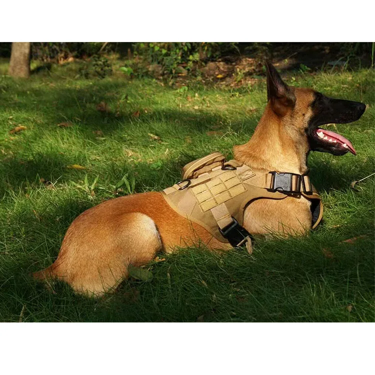 Customization pet heavy duty no pull private label military K9 dog harness backpack lead collar leash set tactical harness dog