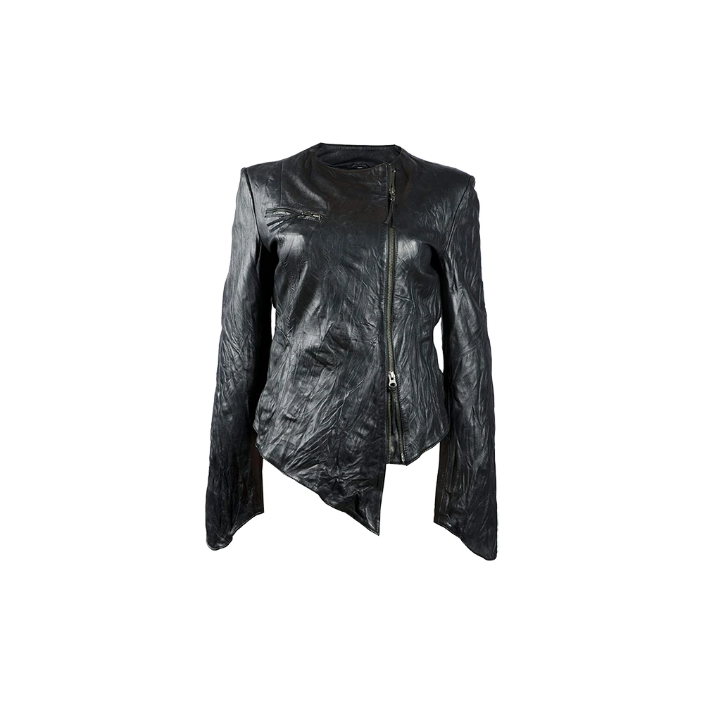 Модная дизайнерская байкерская куртка из овечьей кожи/оптовая продажа, серая куртка из натуральной кожи/Вощеная 2023 качественная черная серая кожаная куртка