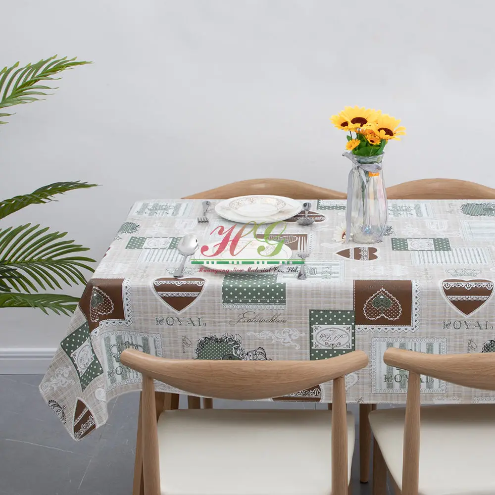 PVC Tablecloth Roll Printed PVC Table Cloth with Nonwoven Back Disposable Plastic Table Cover for Wedding Birthday Party