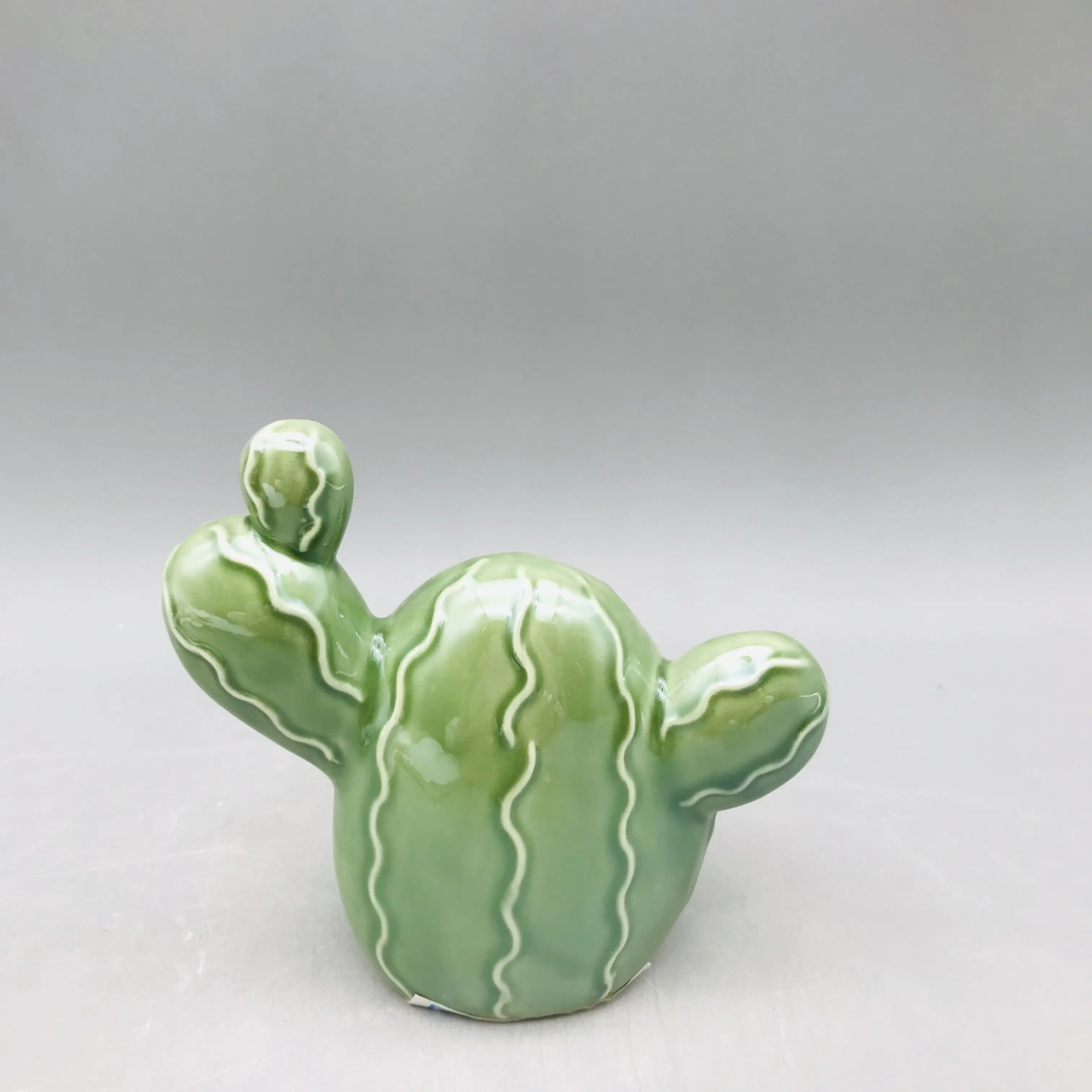 OEM service small plated green porcelain cactus ceramic