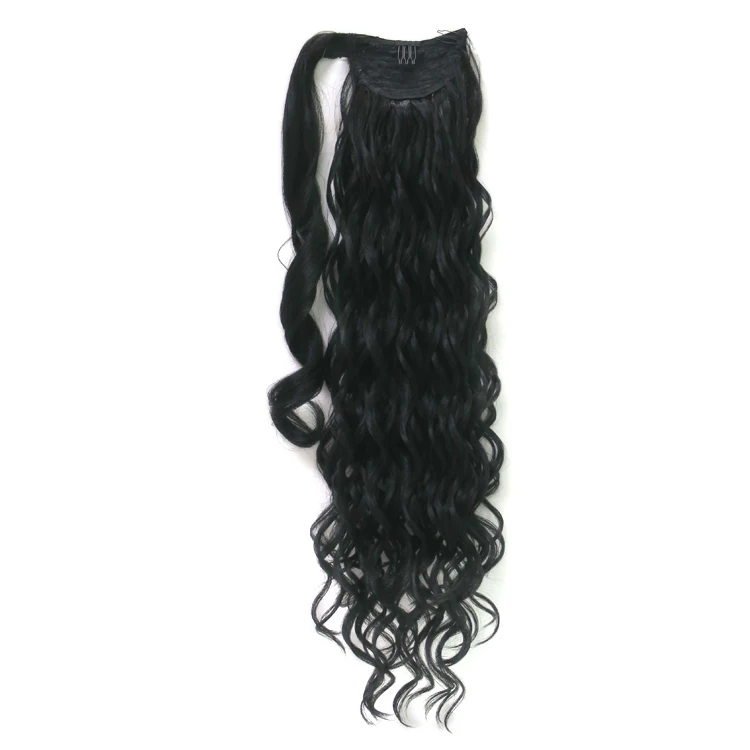 Novelties 20 Inches Long Synthetic Fiber Ponytail Body Wave Hair Extension Wig Cambodia Queue cheval Wrap Around Ponytail