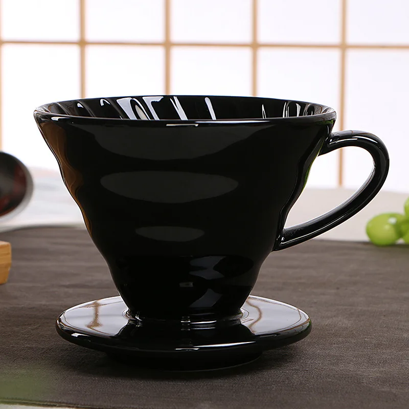 Wholesale Color V60 Colorful Ceramic Porcelain Pour Over V Shaped Brewer Portable Coffee Drip Dripper Filter Set With Cup Stand