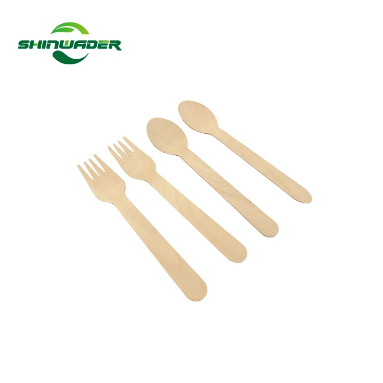 2024 Eco-Friendly Reusable Wooden Cutlery Set Disposable Tableware for Camping Hotel Travel Disposable Cutlery Set