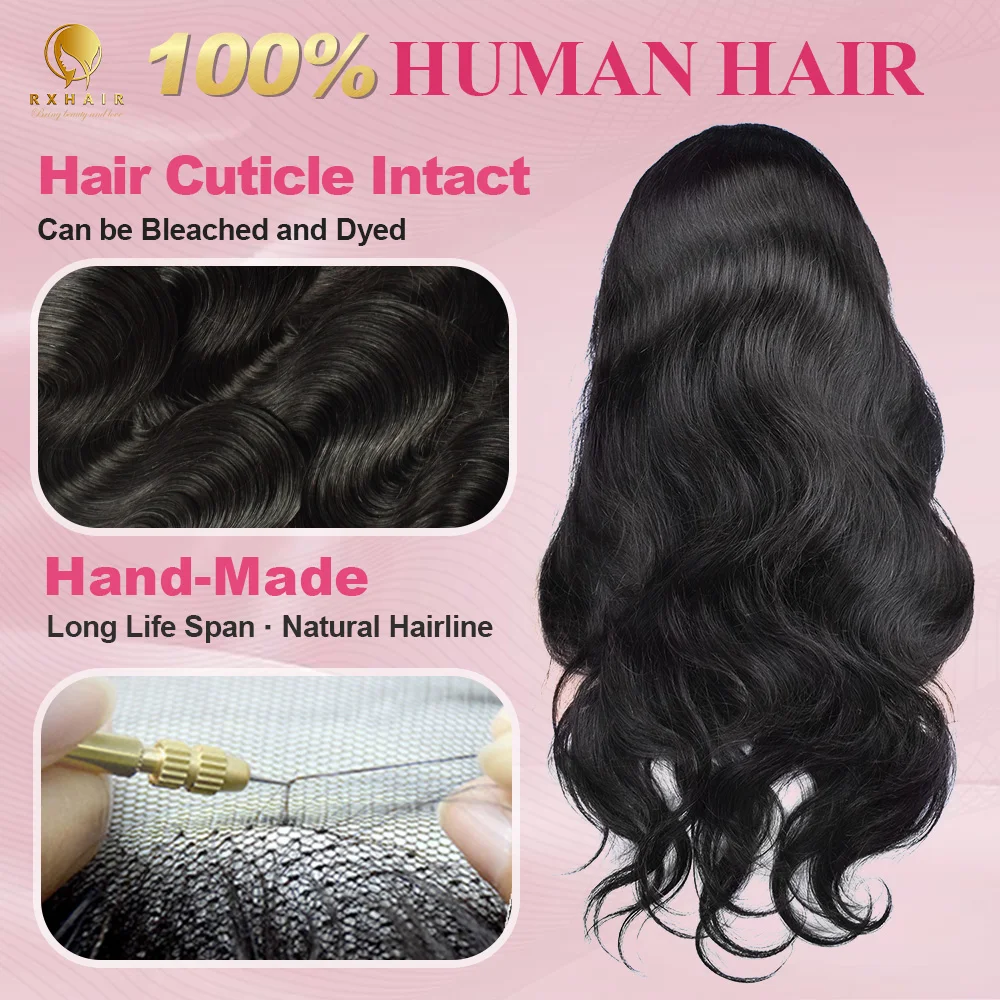 RXHAIR High Quality 34 Inch V Part Wigs Human Hair High Quality V-part Virgin Hair Body Wave Wig