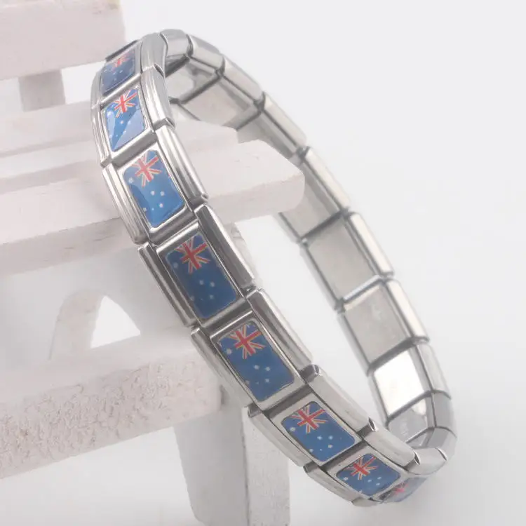 Wholesale 316 Stainless Steel Elastic Italian Charm Modular Bracelet Link for Men Women