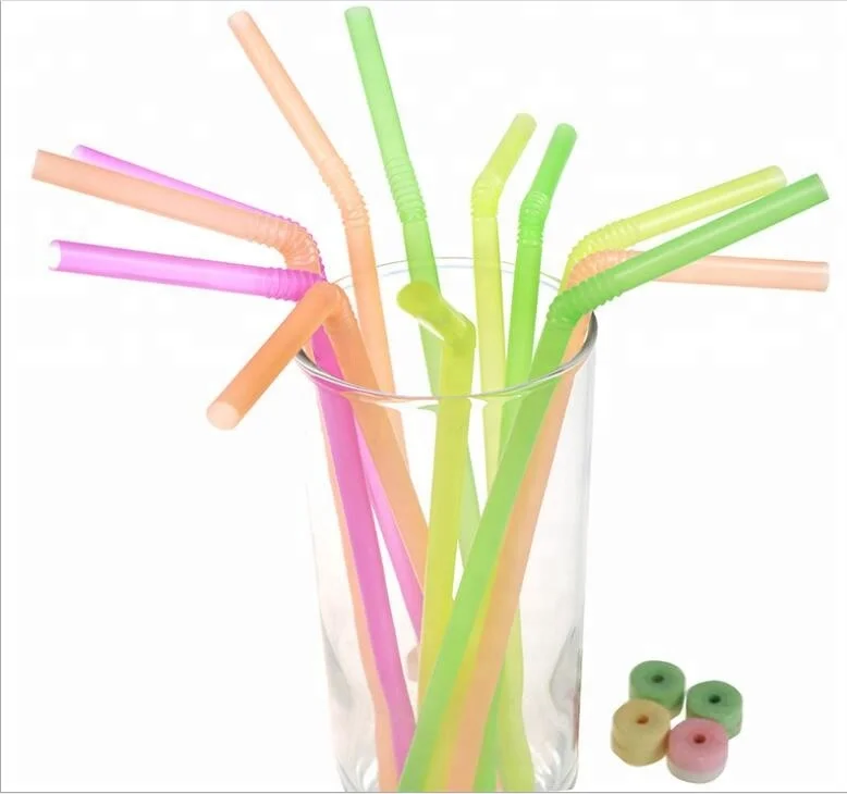 Colorful Biodegradable and Compostable Bent PLA Straw With printing