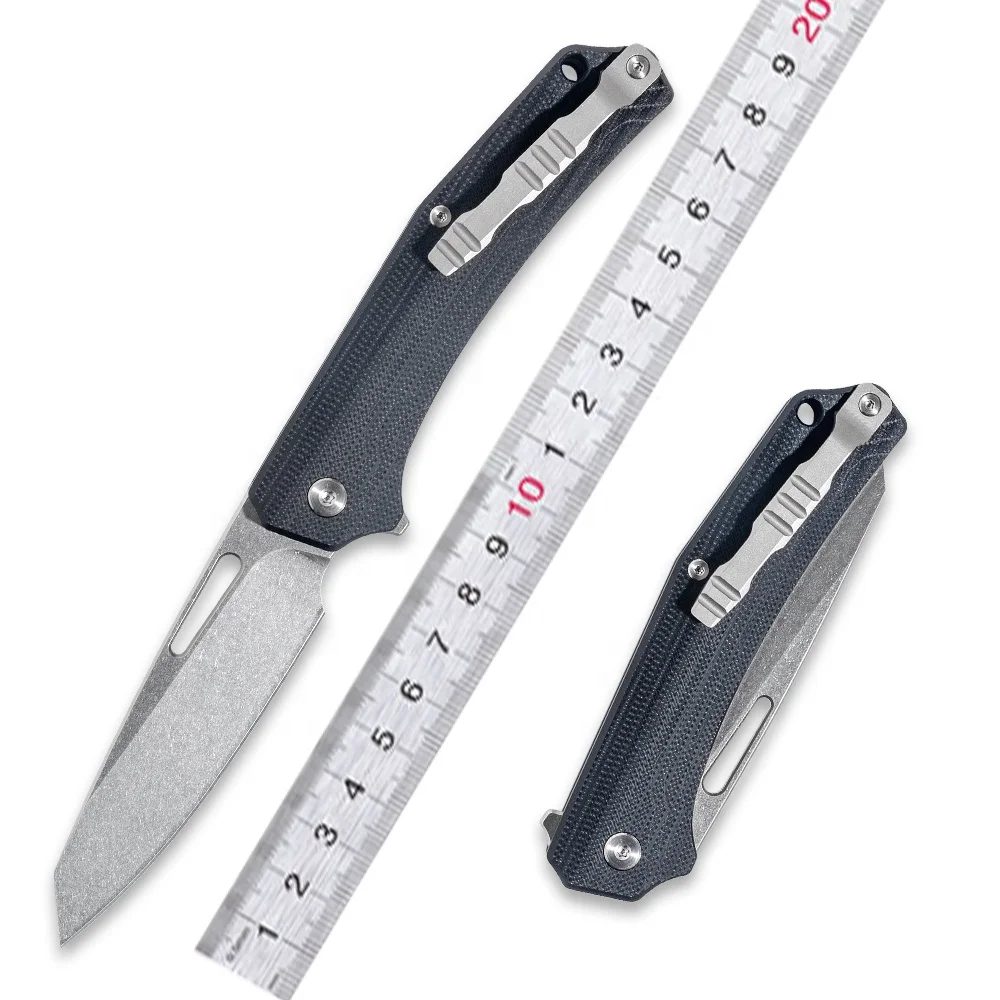 Professional Oem Factory Custom Outdoor Knife Set VG10 Steel Sandwashing Blade Black G10 Handle Defense Knife For Camping