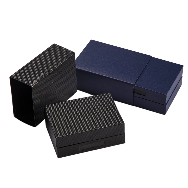 In Stock Blue Black Exquisite Double Cufflink Box With Heaven and Earth Box