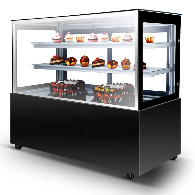 Commercial Bakery Equipment 1.5M Glass Door Cake Display Showcase Cabinet Fridge