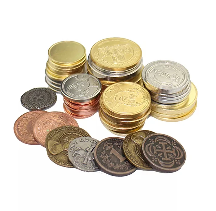 Custom Round Gold Silver Copper Metal Plated Brass Blank Coin Token