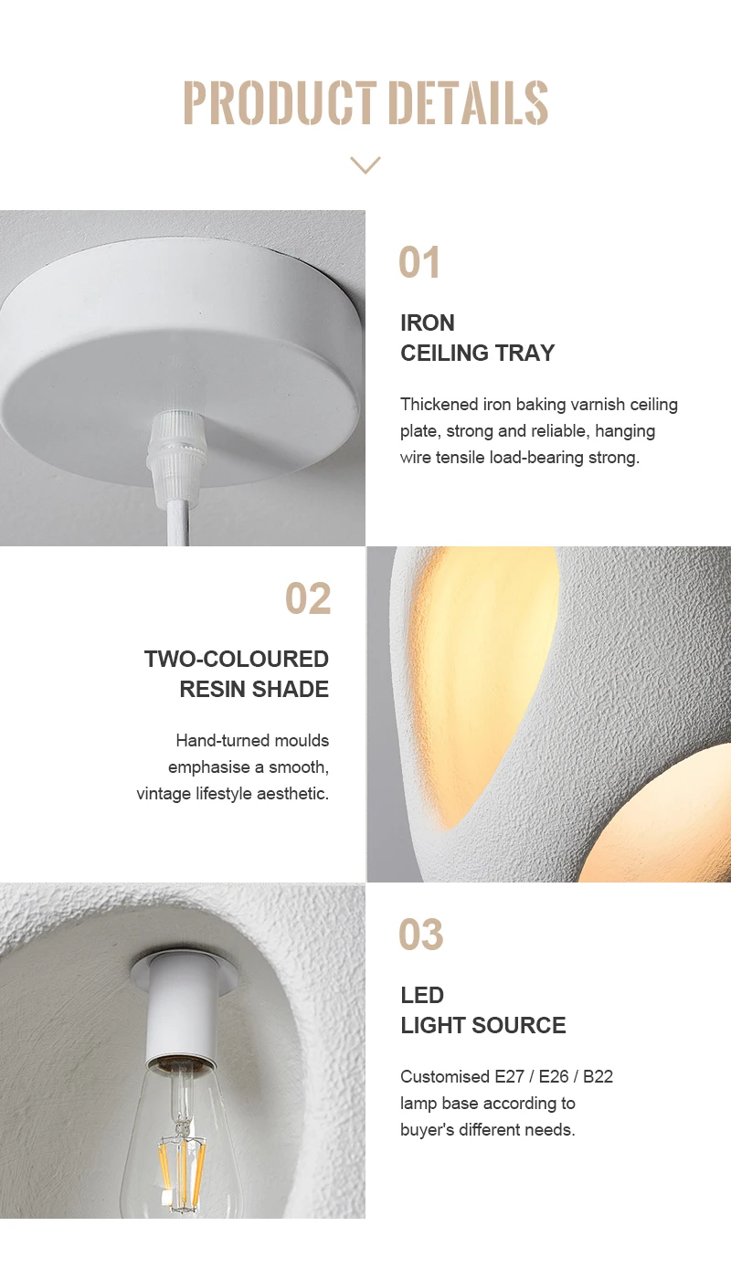 Japanese style alabaster plaster chandelier kitchen lighting chandelier marble pendant hanging light resin oval