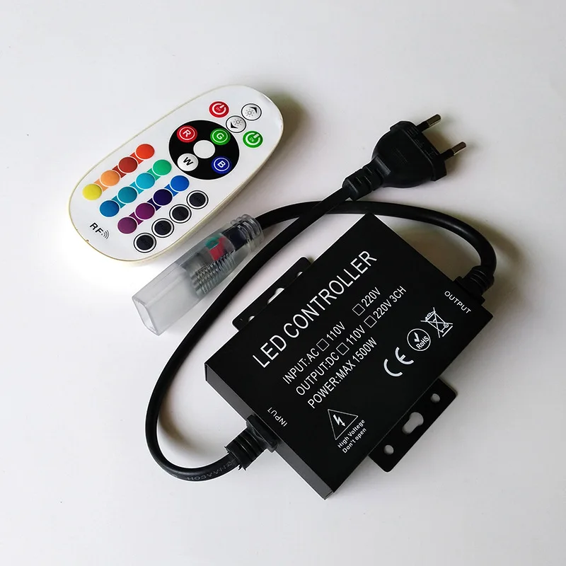 TSINYE  220V 1500W RGB Music Sync RF Waterproof LED Controller with Remote for LED, LED Rope Light, Strip Light and Neon Light