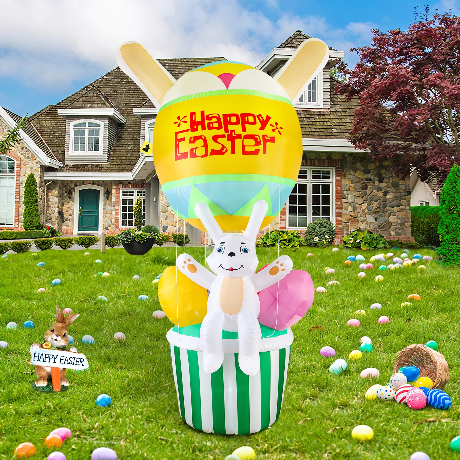 Ourwarm Customized Easter Inflatable Hot Air Balloon Bunny Easter Decoration