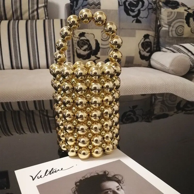 
Top Quality Handmade Pear Bag Clutch Shoulder Tote Bag Purse Pearl Bucket Stone Purse Wedding Evening Handbag 